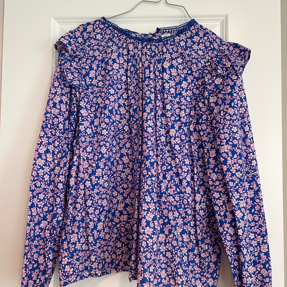 J.Crew Factory Long-Sleeve Ruffle Shoulder Top - Picture 4 of 12